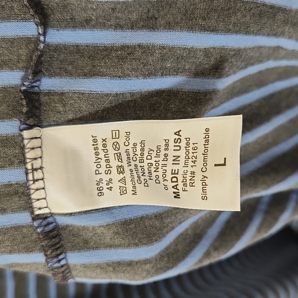 Lularoe Women's Grey Blue Striped Short Cap Sleeve Stretch Shirt Maxie Size L - Picture 10 of 12